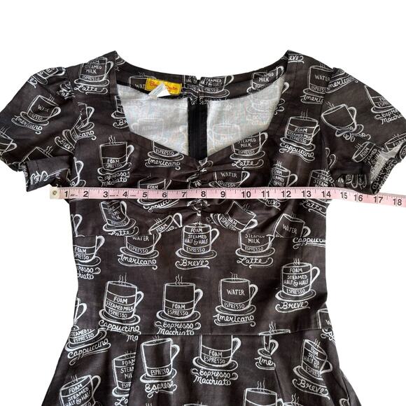 Bernie Dexter Coffee Espresso Fit & Flare Retro Rockabilly Cotton Dress Size XS - Picture 4 of 8